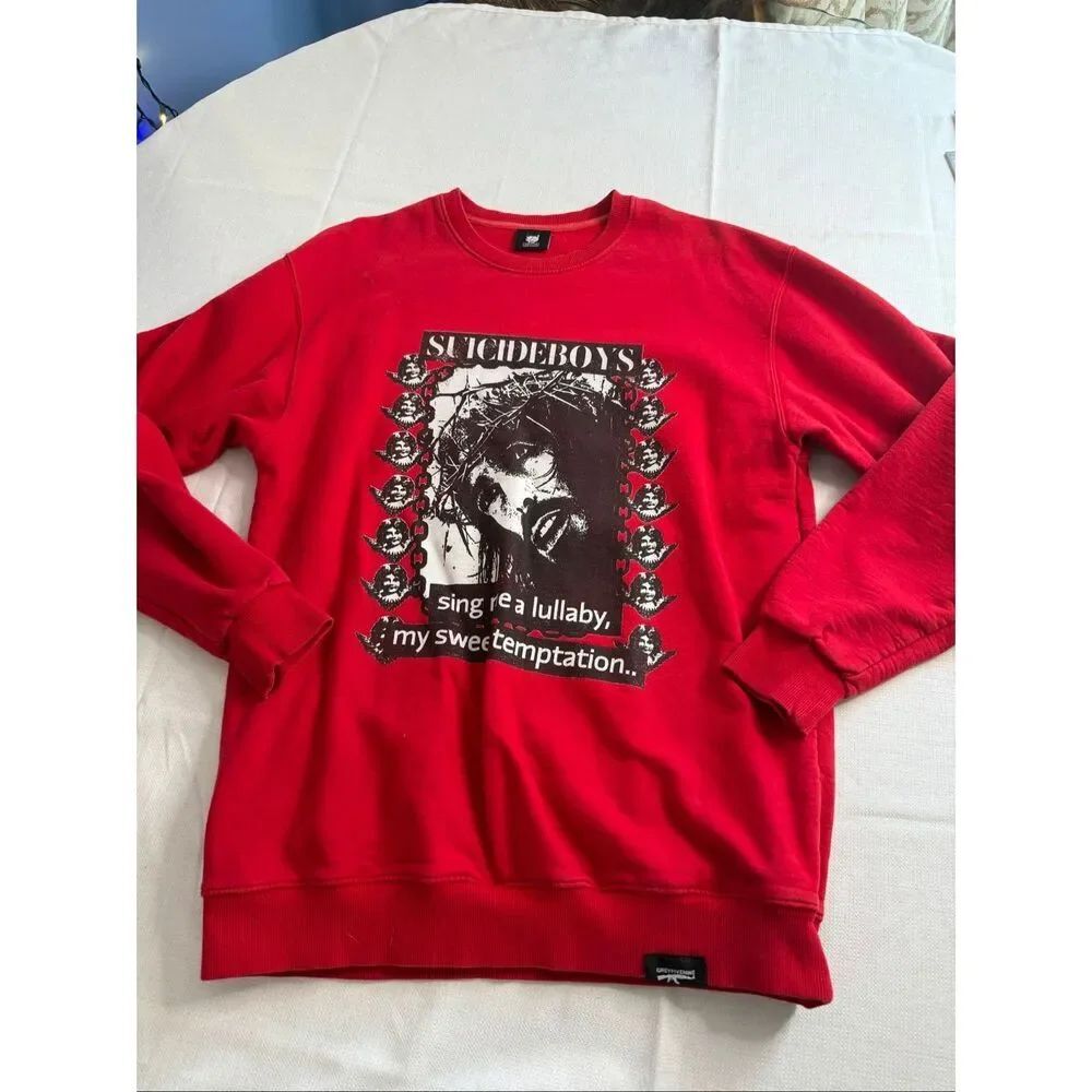 G59 Suicide Boys Christo Red Crewneck Sweatshirt Size Large